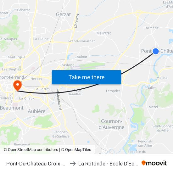 Pont-Du-Château Croix Blanche to La Rotonde - École D'Économie map