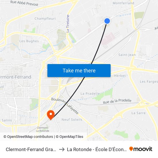 Clermont-Ferrand Gravière to La Rotonde - École D'Économie map