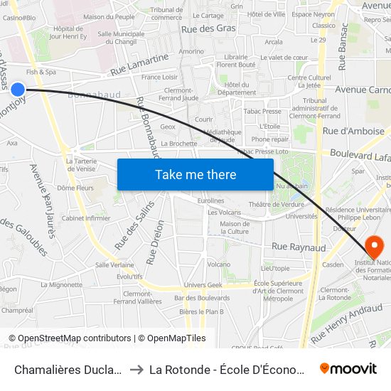 Chamalières Duclaux to La Rotonde - École D'Économie map