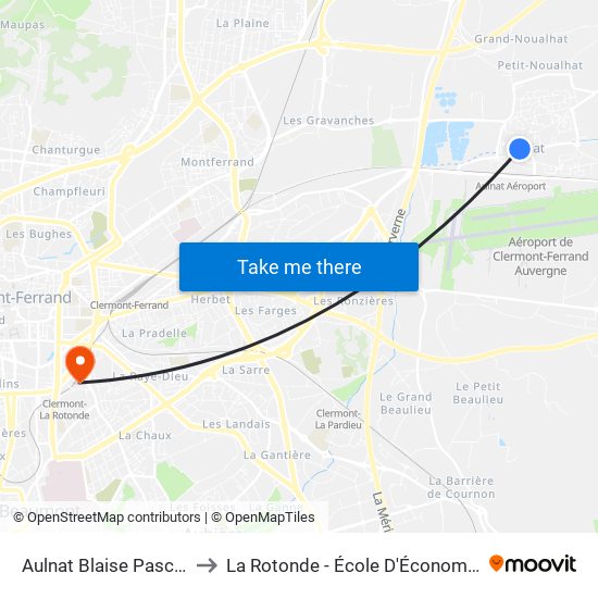 Aulnat Blaise Pascal to La Rotonde - École D'Économie map