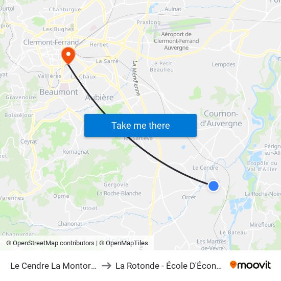 Le Cendre La Montorière to La Rotonde - École D'Économie map