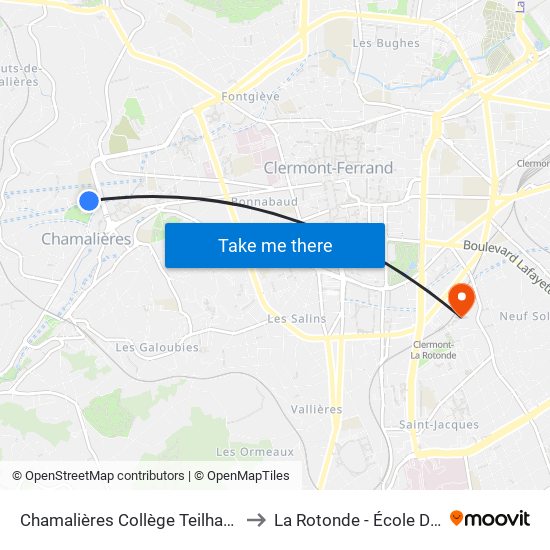 Chamalières Collège Teilhard De Chardin to La Rotonde - École D'Économie map