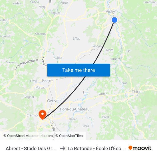 Abrest - Stade Des Graviers to La Rotonde - École D'Économie map