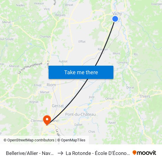 Bellerive/Allier - Navarre to La Rotonde - École D'Économie map