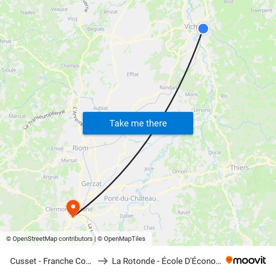 Cusset - Franche Comte to La Rotonde - École D'Économie map