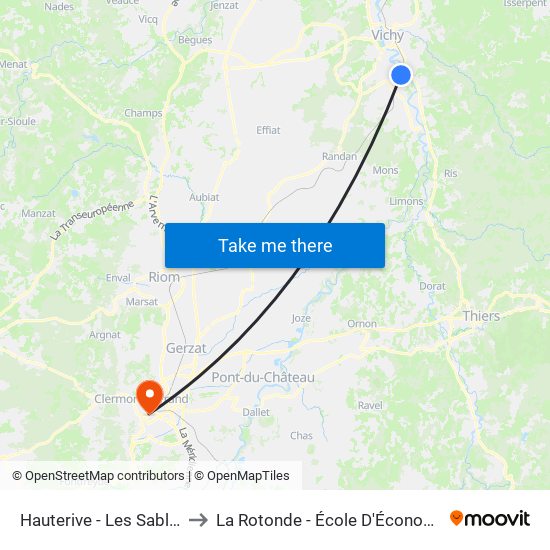 Hauterive - Les Sables to La Rotonde - École D'Économie map