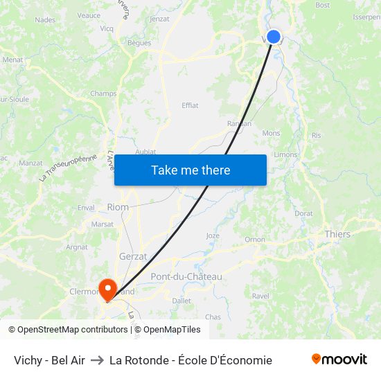 Vichy - Bel Air to La Rotonde - École D'Économie map