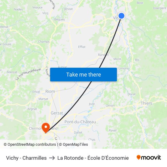Vichy - Charmilles to La Rotonde - École D'Économie map