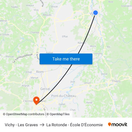 Vichy - Les Graves to La Rotonde - École D'Économie map