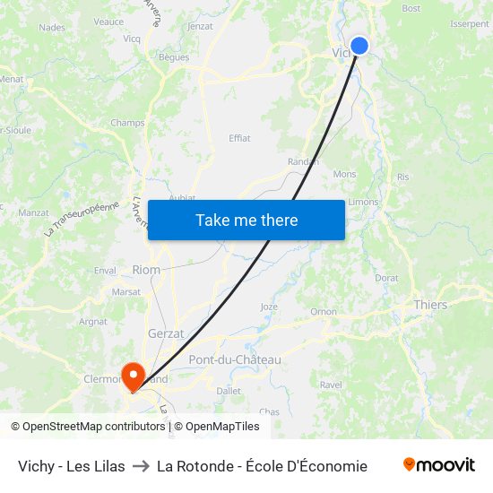 Vichy - Les Lilas to La Rotonde - École D'Économie map