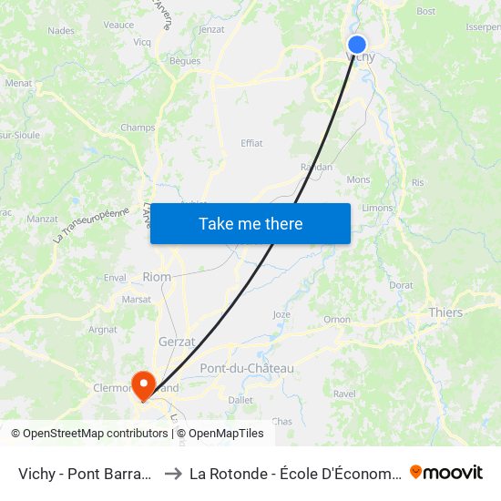 Vichy - Pont Barrage to La Rotonde - École D'Économie map