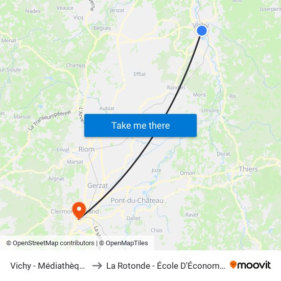 Vichy - Médiathèque to La Rotonde - École D'Économie map