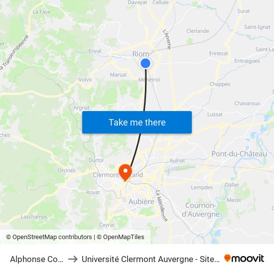 Alphonse Cornet to Université Clermont Auvergne - Site Carnot map