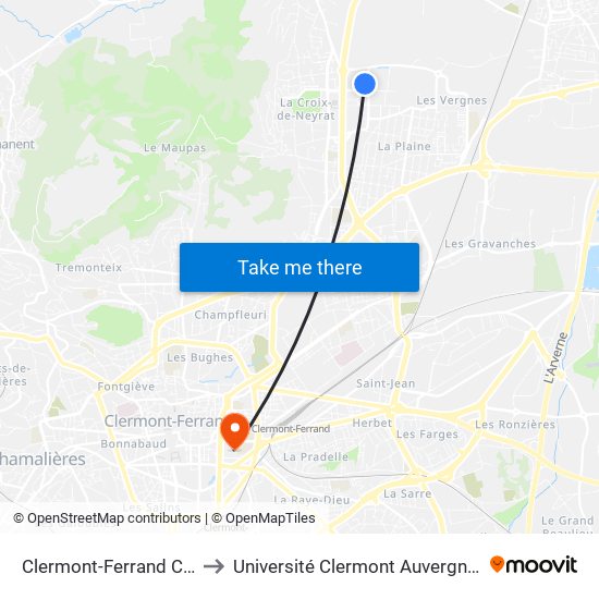 Clermont-Ferrand Champratel to Université Clermont Auvergne - Site Carnot map