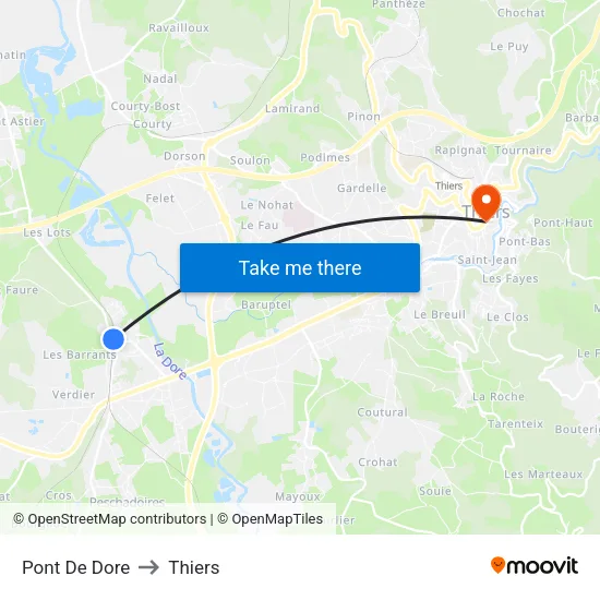 Pont De Dore to Thiers map