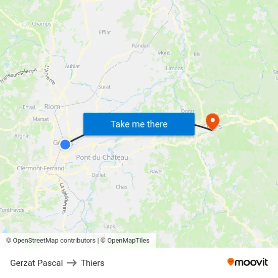 Gerzat Pascal to Thiers map