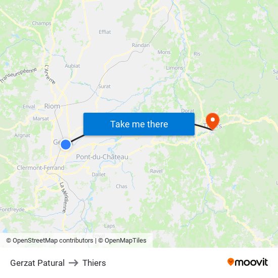 Gerzat Patural to Thiers map