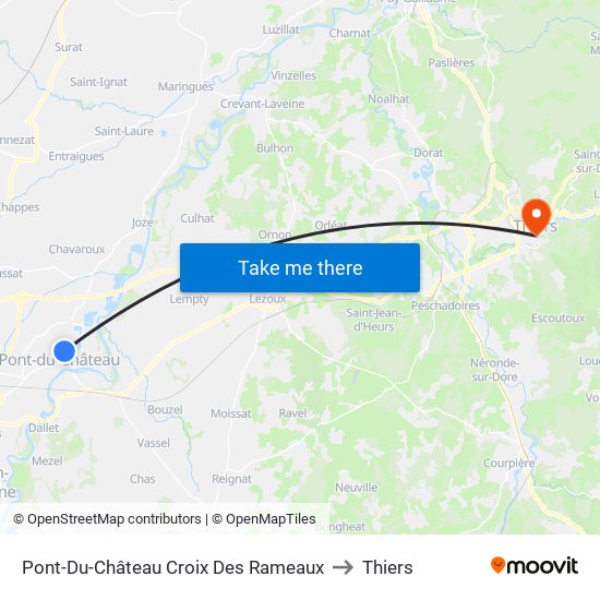 Pont-Du-Château Croix Des Rameaux to Thiers map