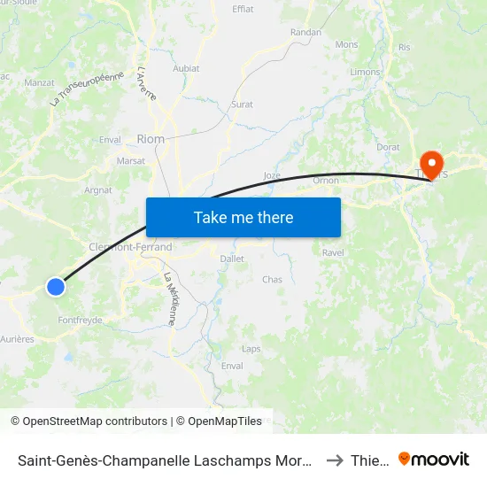 Saint-Genès-Champanelle Laschamps Moréno to Thiers map