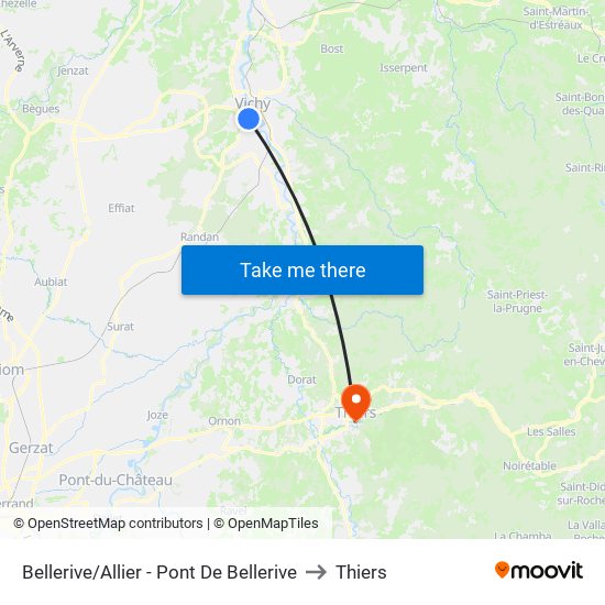 Bellerive/Allier - Pont De Bellerive to Thiers map