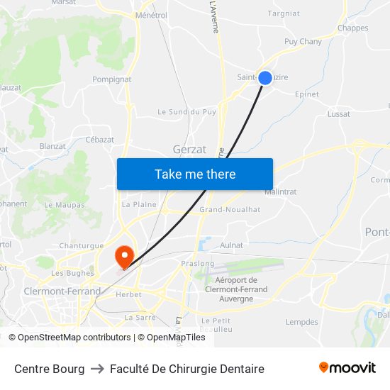 Centre Bourg to Faculté De Chirurgie Dentaire map
