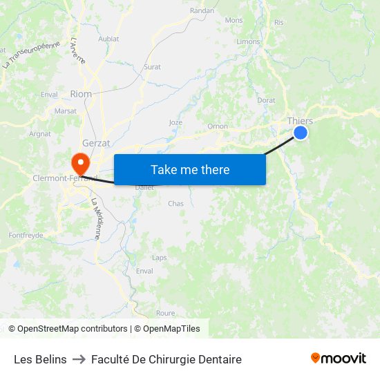 Les Belins to Faculté De Chirurgie Dentaire map