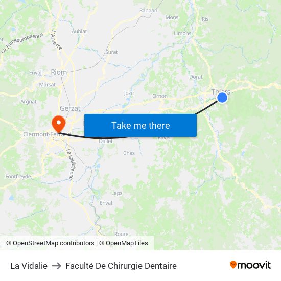 La Vidalie to Faculté De Chirurgie Dentaire map