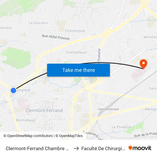 Clermont-Ferrand Chambre De Commerce to Faculté De Chirurgie Dentaire map