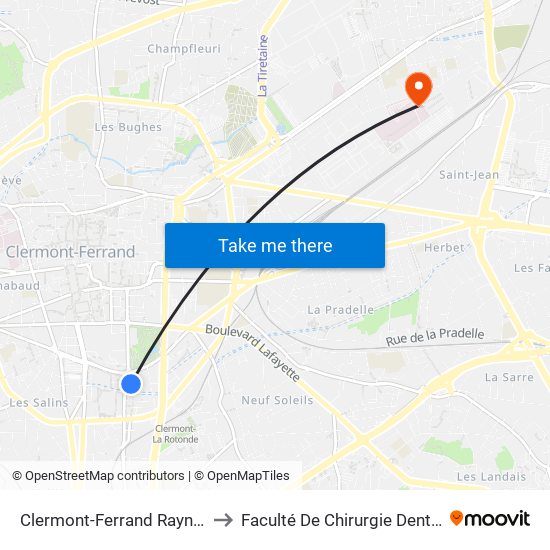 Clermont-Ferrand Raynaud to Faculté De Chirurgie Dentaire map