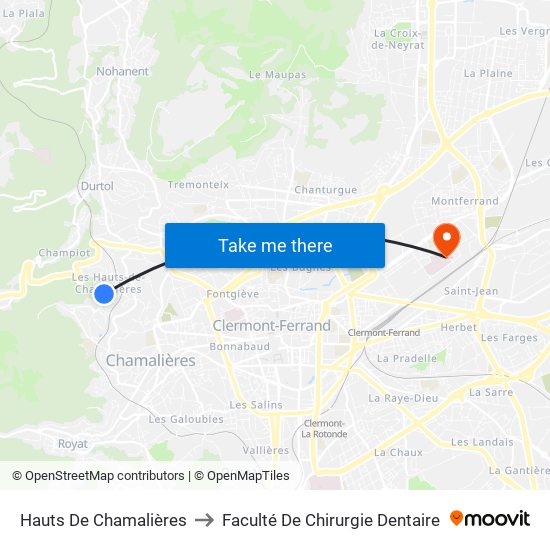 Hauts De Chamalières to Faculté De Chirurgie Dentaire map