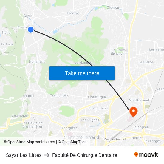 Sayat Les Littes to Faculté De Chirurgie Dentaire map