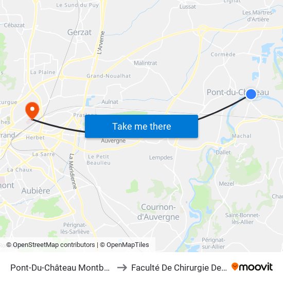 Pont-Du-Château Montboissier to Faculté De Chirurgie Dentaire map