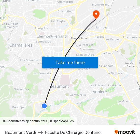 Beaumont Verdi to Faculté De Chirurgie Dentaire map