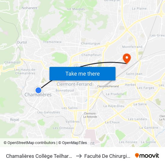 Chamalières Collège Teilhard De Chardin to Faculté De Chirurgie Dentaire map