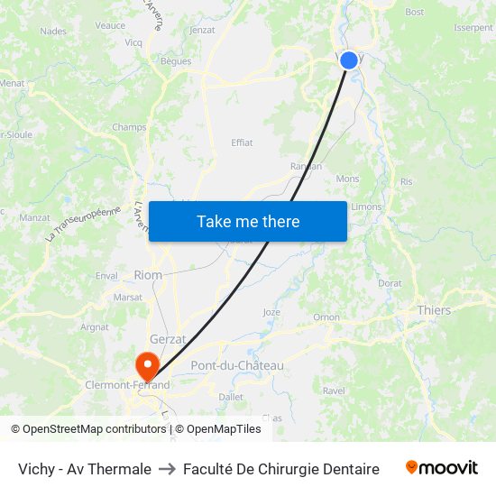 Vichy - Av Thermale to Faculté De Chirurgie Dentaire map