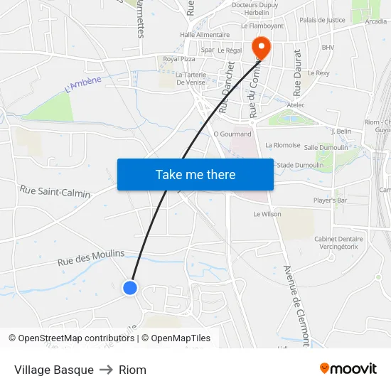 Village Basque to Riom map