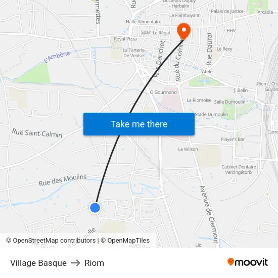 Village Basque to Riom map