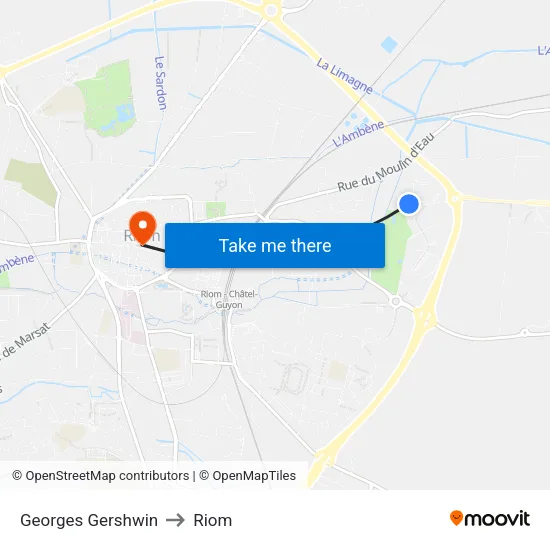 Georges Gershwin to Riom map