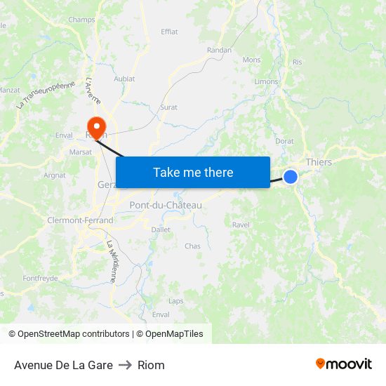 Avenue De La Gare to Riom map