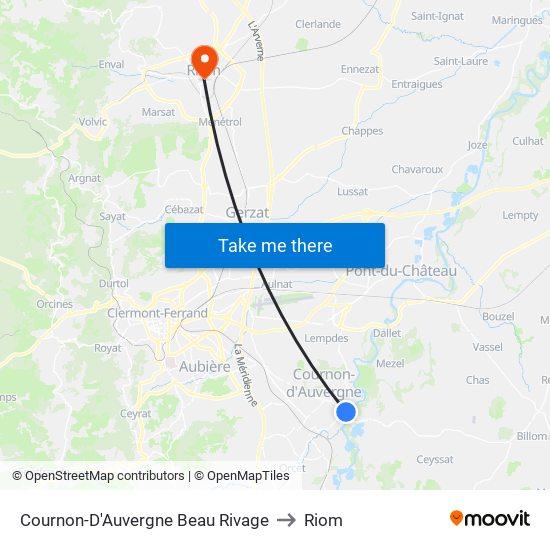 Cournon-D'Auvergne Beau Rivage to Riom map