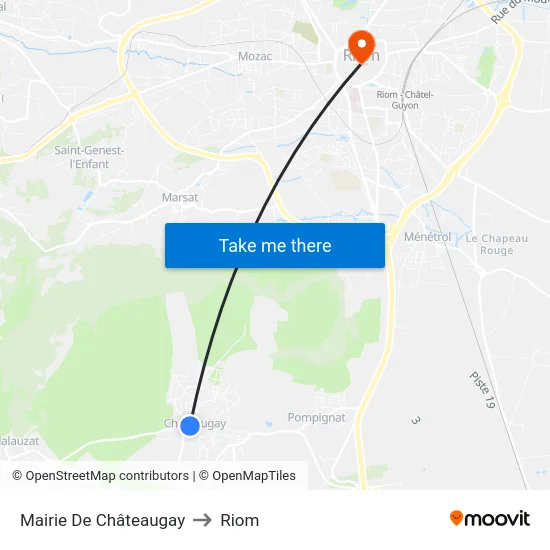Mairie De Châteaugay to Riom map