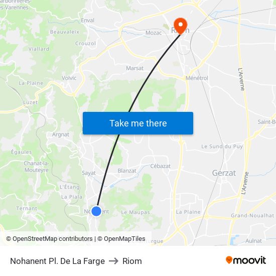 Nohanent Pl. De La Farge to Riom map