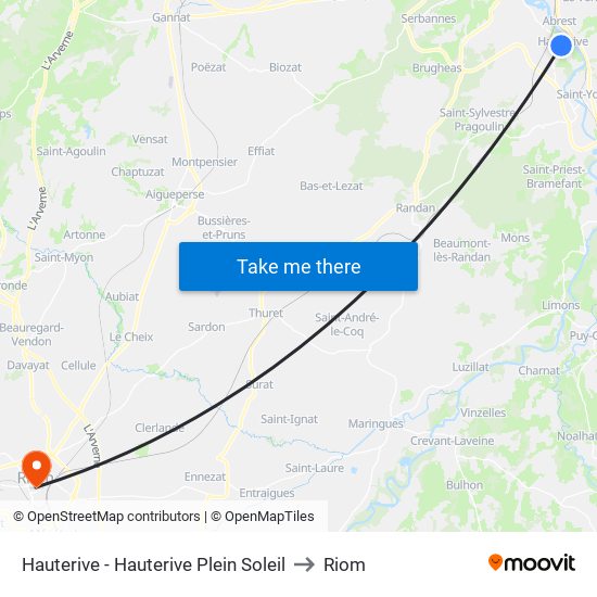 Hauterive - Hauterive Plein Soleil to Riom map