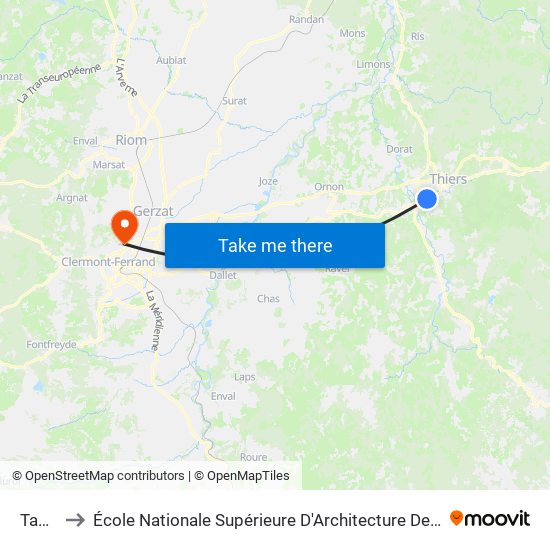 Tamier to École Nationale Supérieure D'Architecture De Clermont-Ferrand map