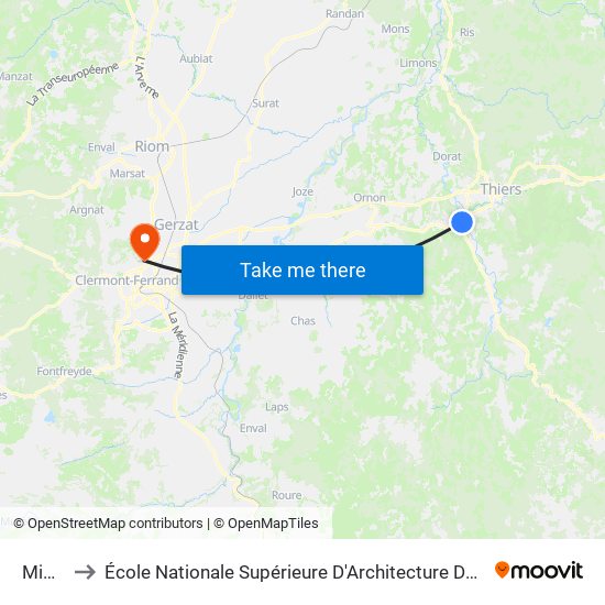 Mignot to École Nationale Supérieure D'Architecture De Clermont-Ferrand map