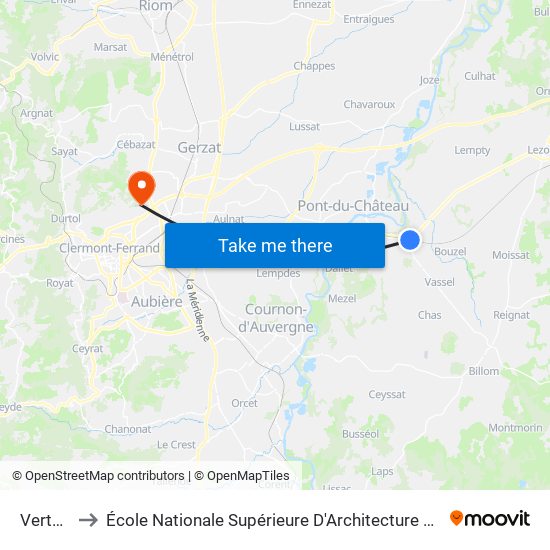 Vertaizon to École Nationale Supérieure D'Architecture De Clermont-Ferrand map