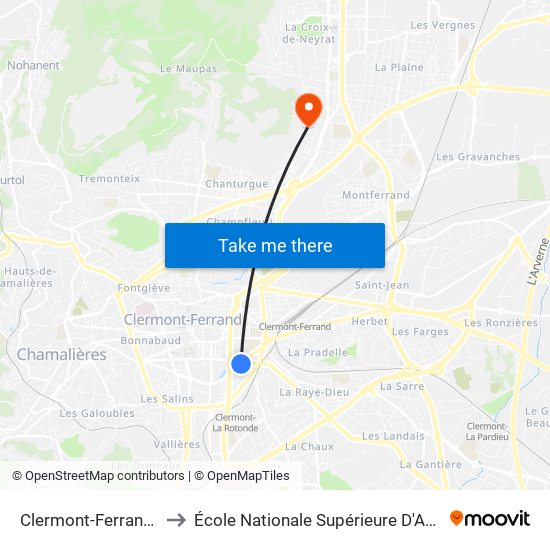 Clermont-Ferrand Barrière D'Issoire to École Nationale Supérieure D'Architecture De Clermont-Ferrand map