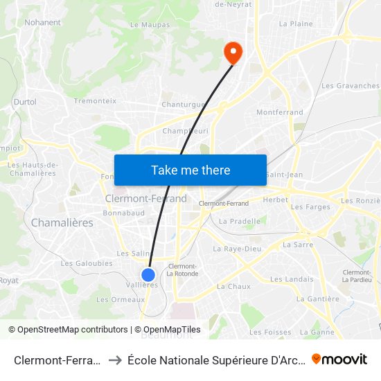 Clermont-Ferrand Pl. De Verdun to École Nationale Supérieure D'Architecture De Clermont-Ferrand map