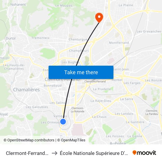 Clermont-Ferrand Stade P. Marcombes to École Nationale Supérieure D'Architecture De Clermont-Ferrand map