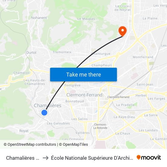 Chamalières Av. Thermale to École Nationale Supérieure D'Architecture De Clermont-Ferrand map